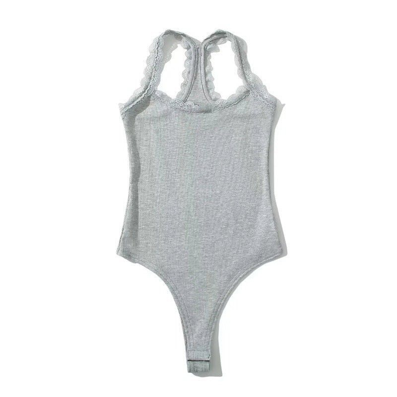 Lace patchwork tank top jumpsuit for women