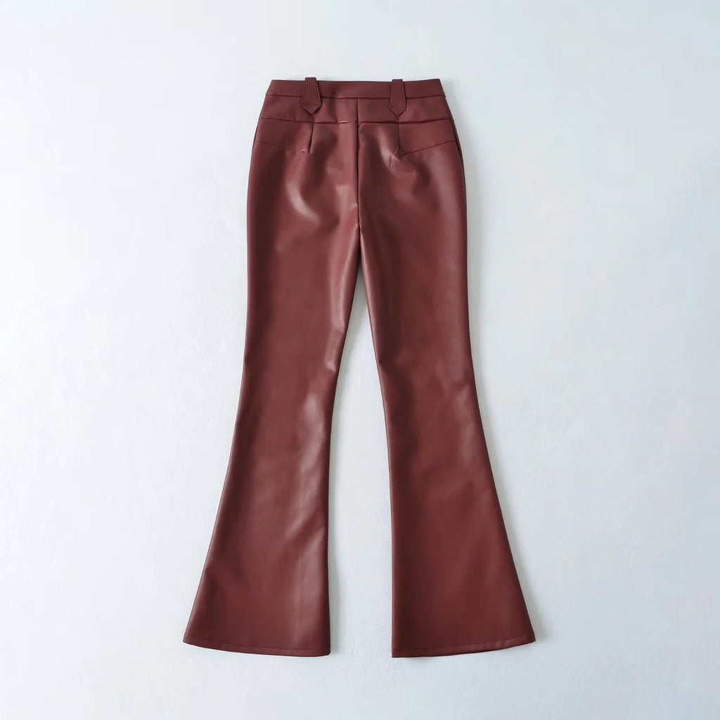 Pantalón Largo Recto Ajustado Cintura Alta Elástica Estilo Oficina Mujer