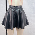 Mini Short Falda Pantalón Cuero Sintético PU Cintura Alta Ajustado Estilo Europeo Casual Mujer