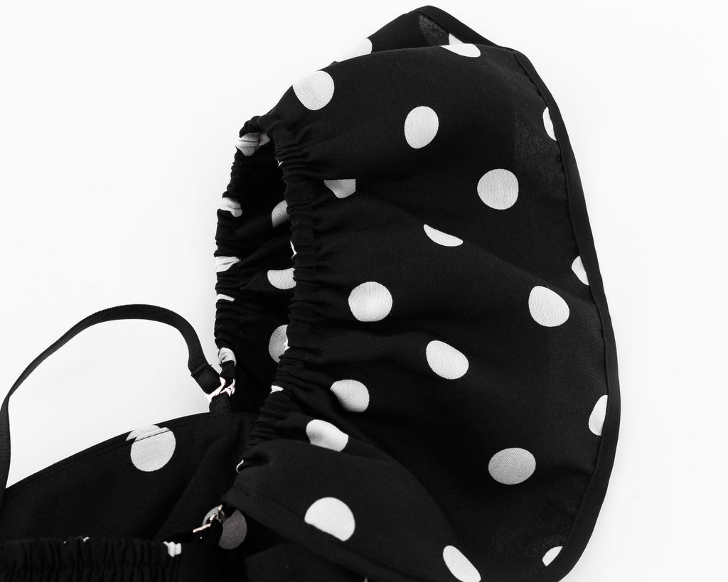 Black and white polka dot top shirt