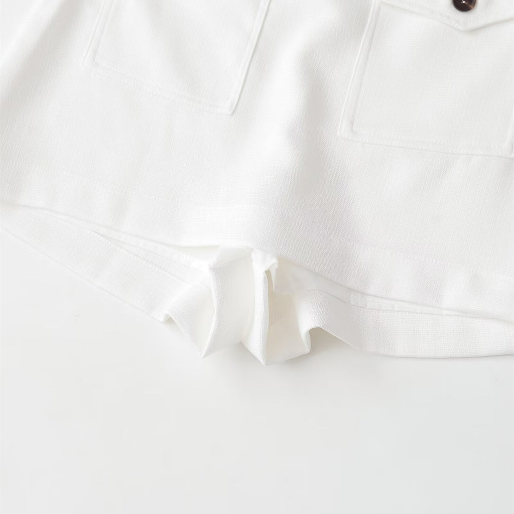 French retro style pocket decoration high waisted skirt pants