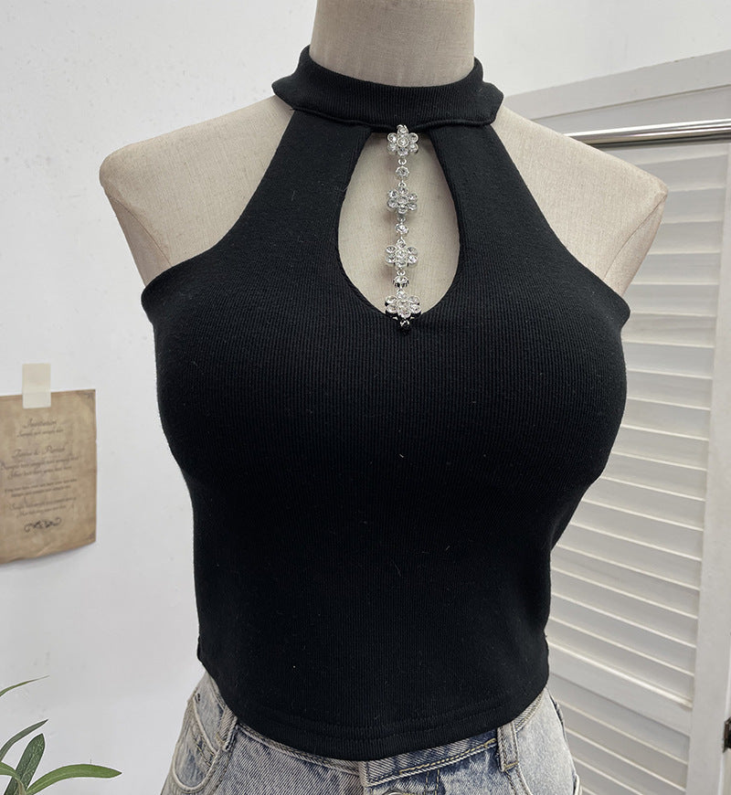 Hanging neck suspender sexy off shoulder top