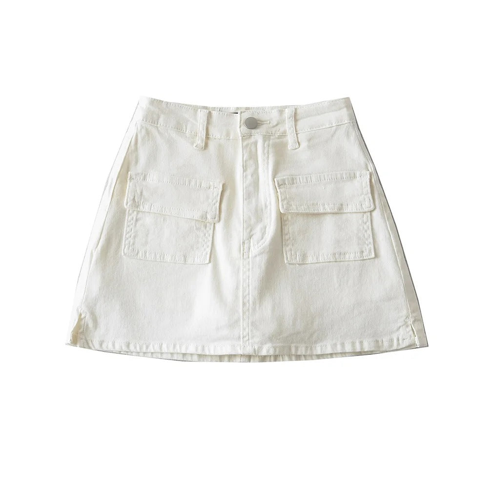 A-line denim short skirt and half skirt