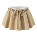 High waisted fake two-piece color blocked pleated mini skirt