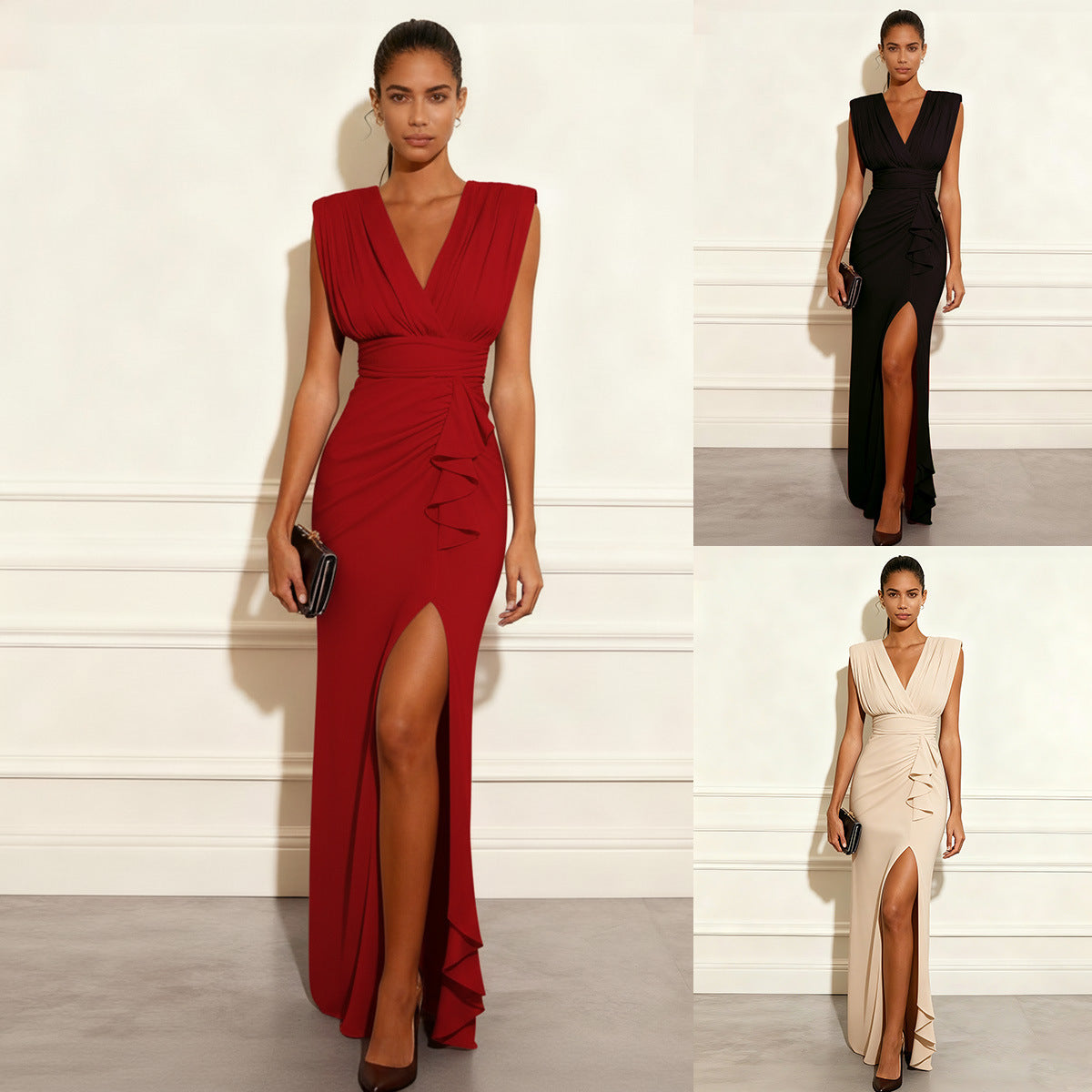 Vestido largo Elegante Fruncido