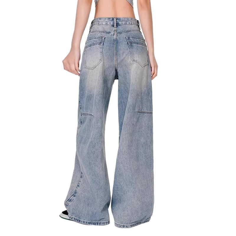Vaquero Largo Recto Denim Lavado Talle Medio Casual Unisex