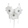 Top Bustier Flores 3D Pedrería Flecos Corpiño Mujer