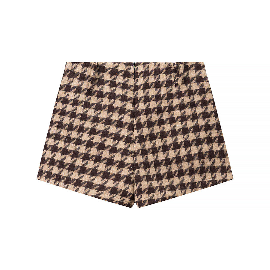 Xiaoxiangfeng plaid top+shorts set