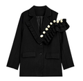 Blazer Negro Holgado Calavera Gótica Cuello Ola Manga Larga Mujer