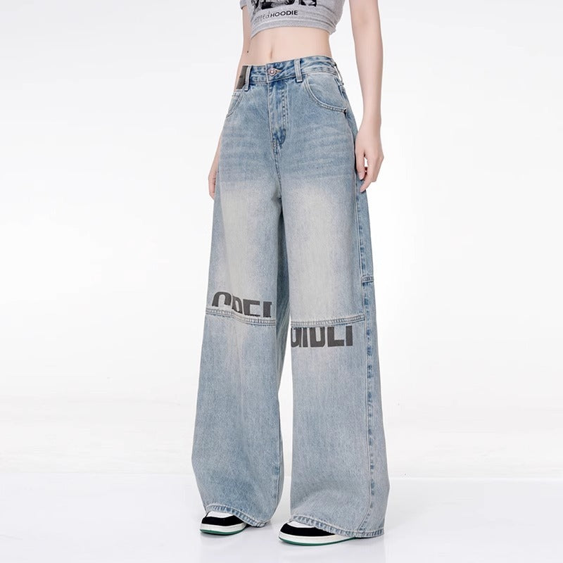 Vaquero Largo Recto Denim Lavado Talle Medio Casual Unisex
