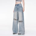 Vaquero Largo Recto Denim Lavado Talle Medio Casual Unisex