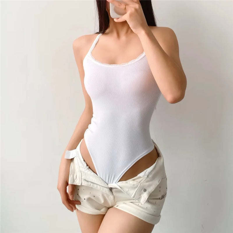 Lace patchwork tank top jumpsuit for women