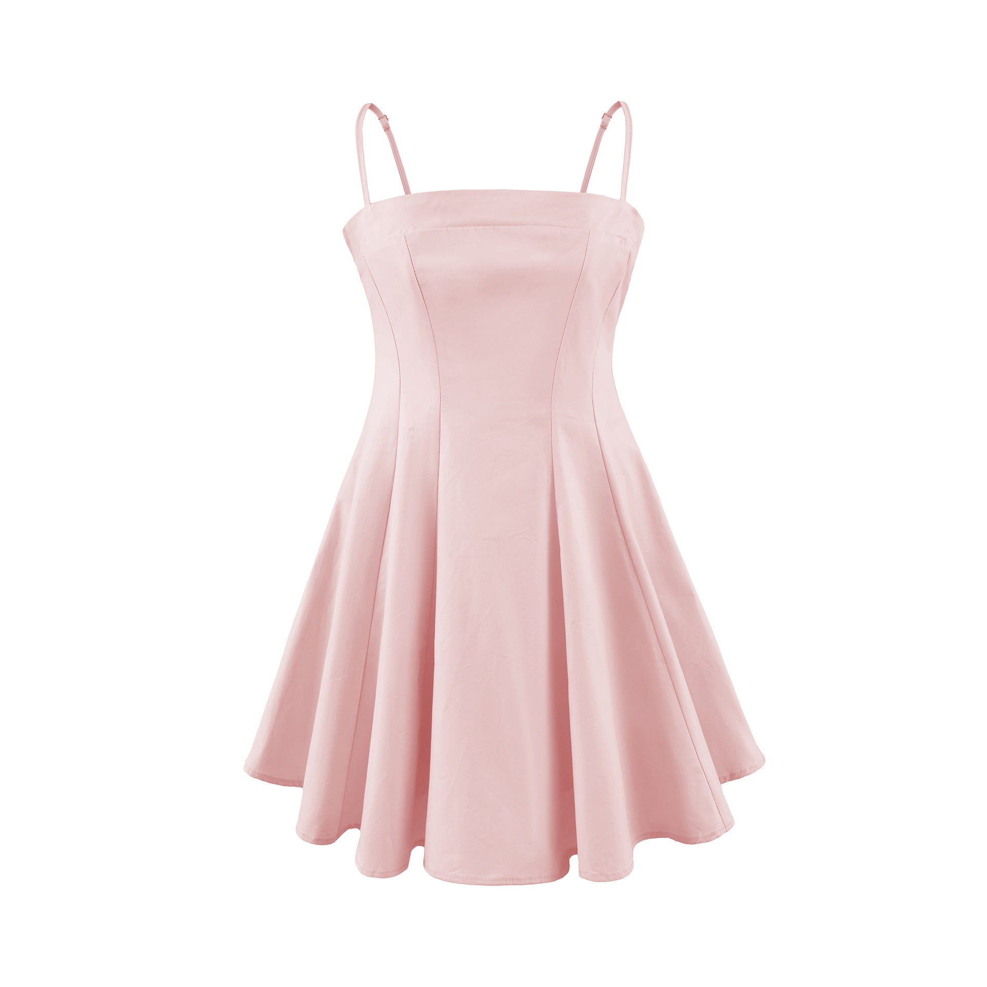 White Cotton Square Neck Sleeveless Dress for Women Fitted Waist Suit Dress Romantic Pure Look Fitted Dress