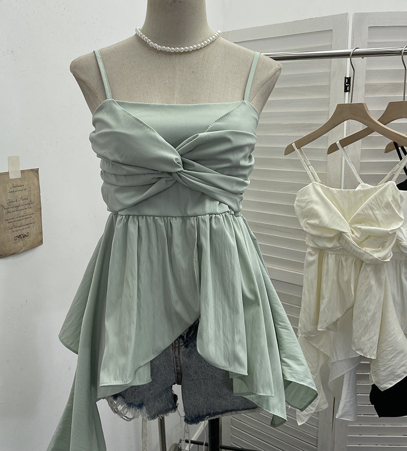 Blusa sin mangas ajustado y acabado en volante