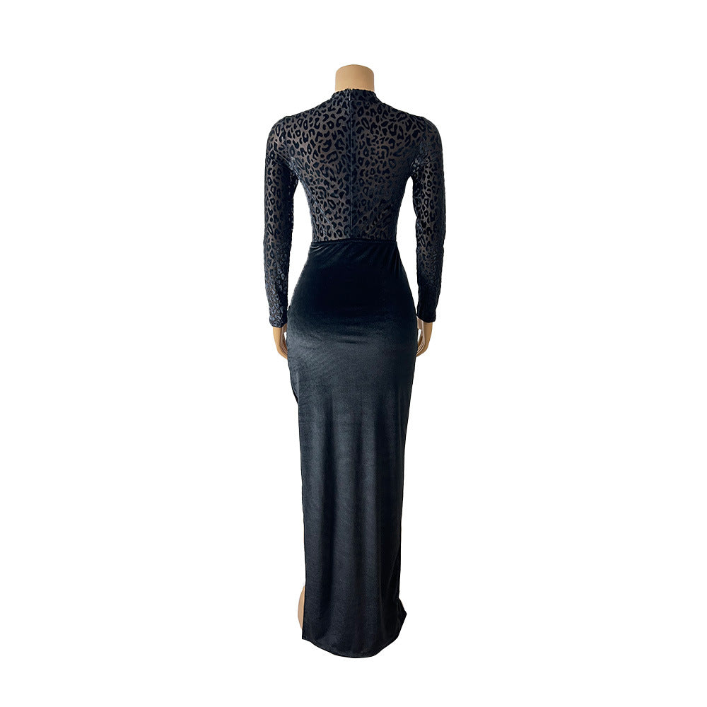 Conjunto Dos Piezas Felino Transparente Sexy Mansión Embrujada Manga Larga Negro