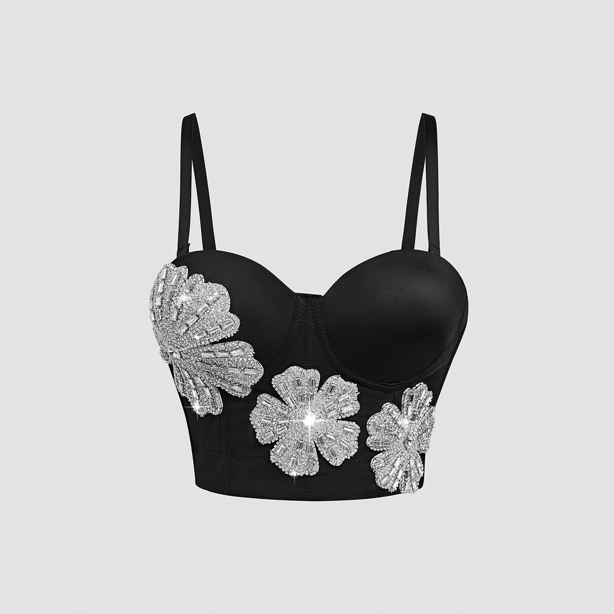 Top Bustier Flores Bordadas y Strass Mujer