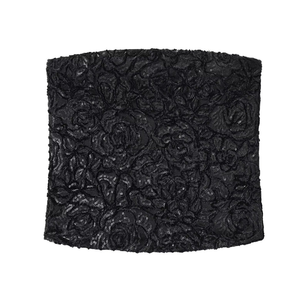 Bead embellished velvet strapless sleeveless top