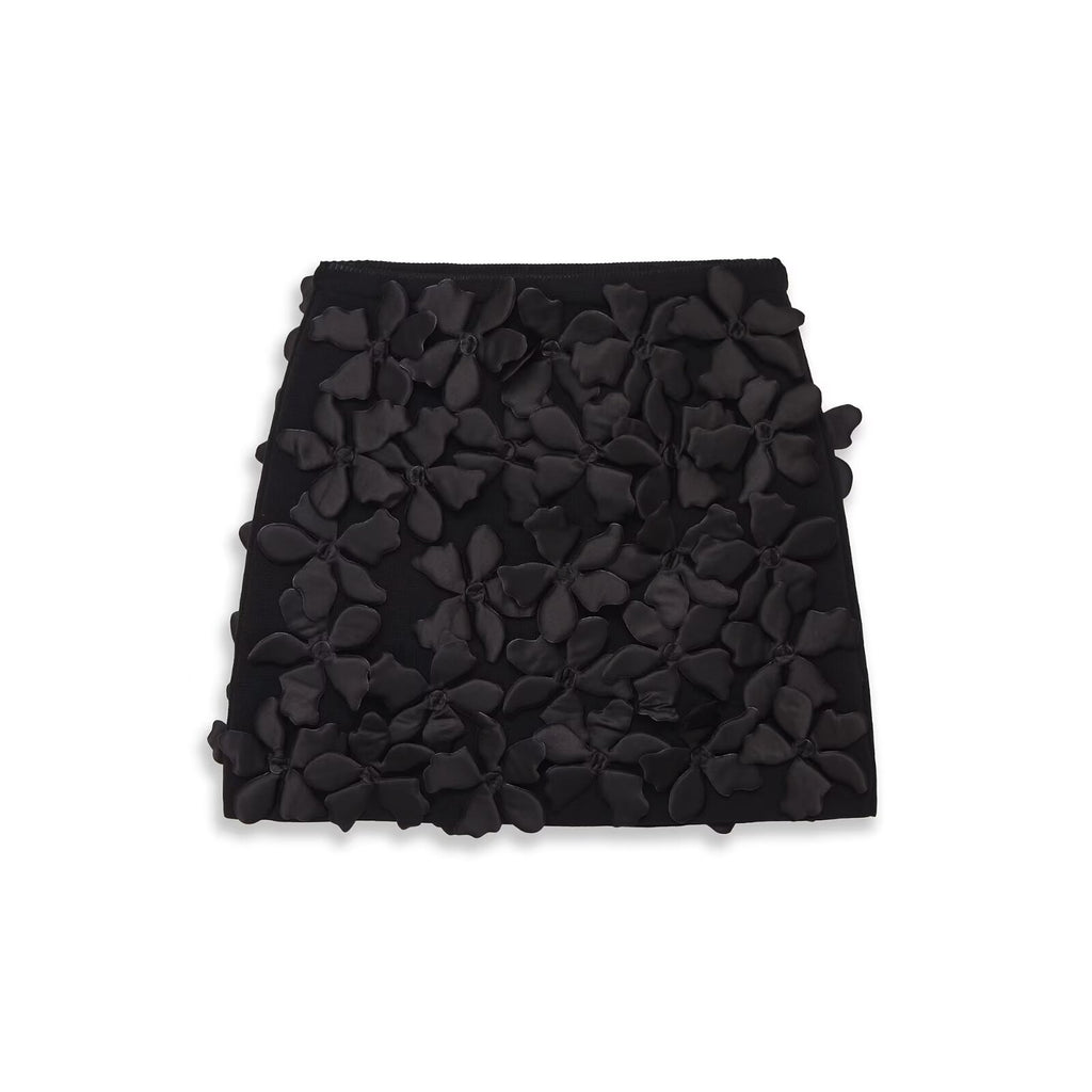 Mini Falda Recta Punto Tejido Floral Poliéster Casual Mujer
