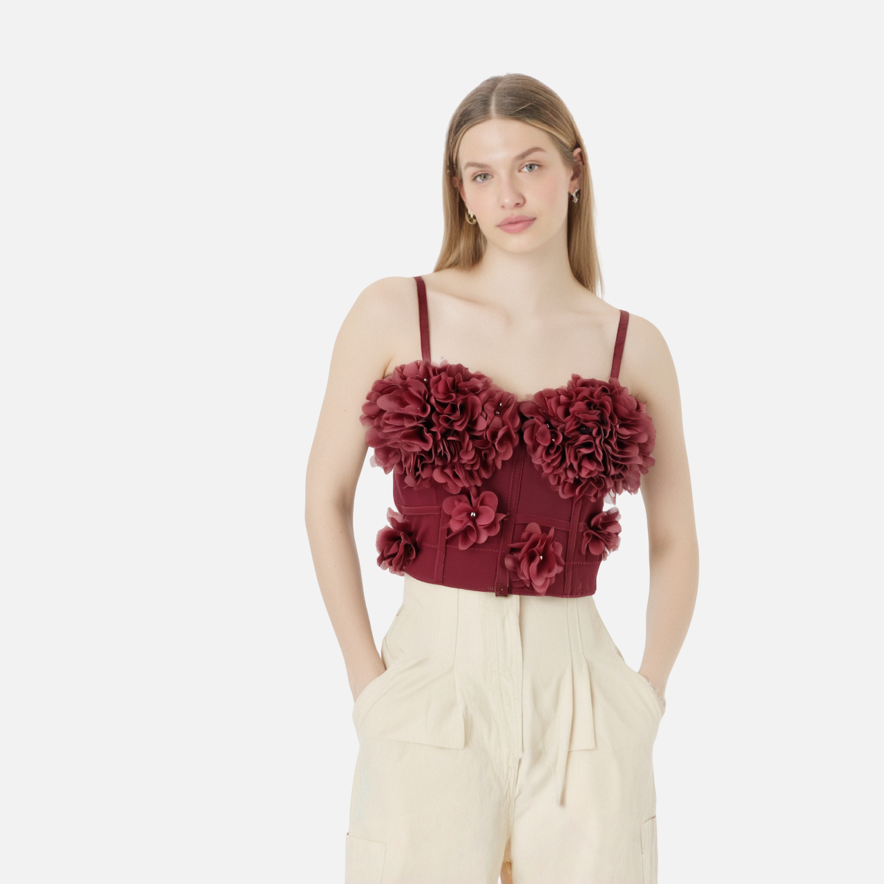 Top Corsé con flores estilo francés
