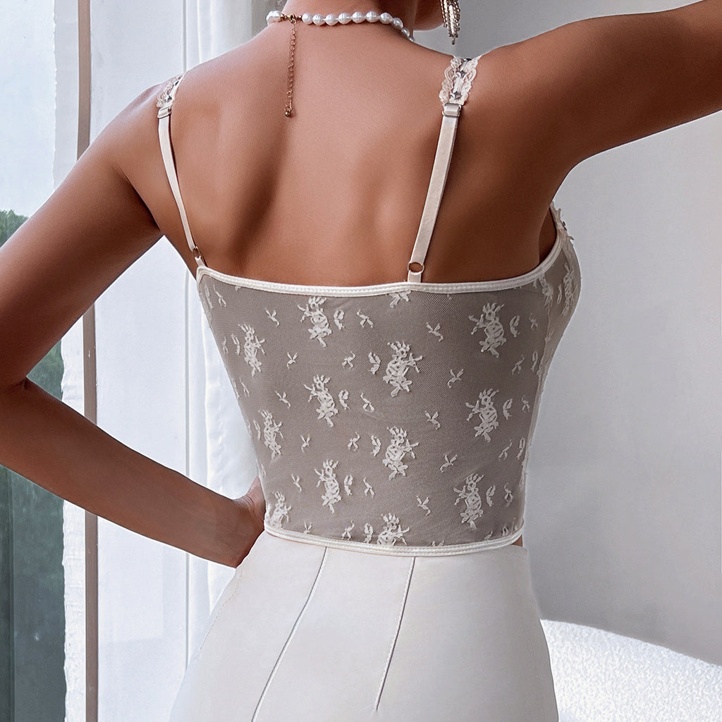 Top Bandeau Encaje Corto Sexy Mujer