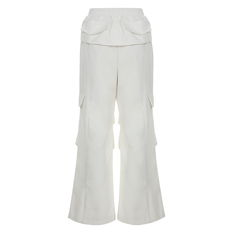 Pantalón Pierna Ancha Cintura Elástica Holgado Street Fashion Mujer