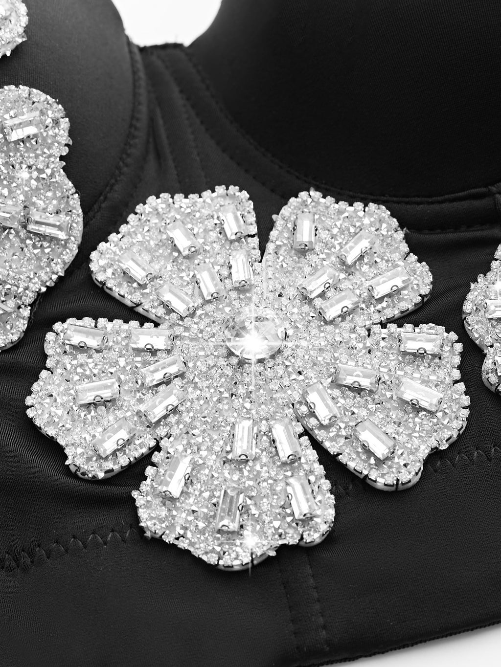 Top Bustier Flores Bordadas y Strass Mujer