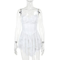 Strap Dress with Lace and Ruffle Design A-Line Dress