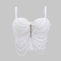 Small Strapless Wearable Rhinestone Chain Tassel Super Shiny Noble Women