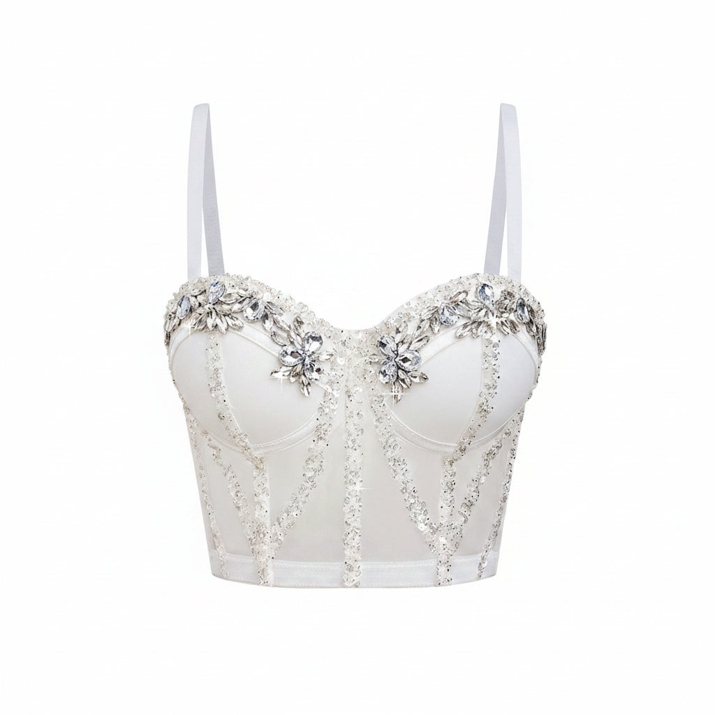 Sujetador camisola de pedrería con lentejuelas