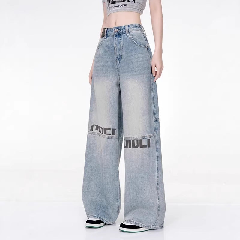 Vaquero Largo Recto Denim Lavado Talle Medio Casual Unisex