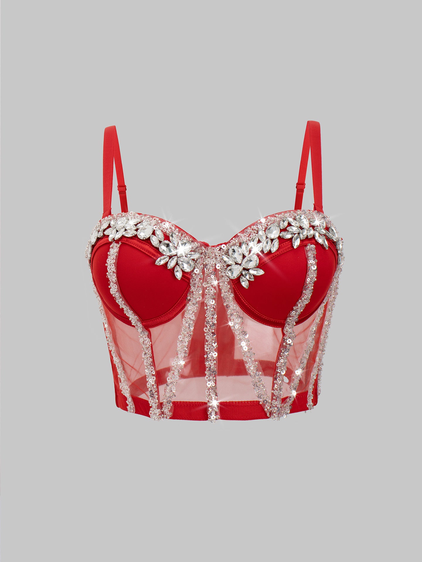 Sujetador camisola de pedrería con lentejuelas