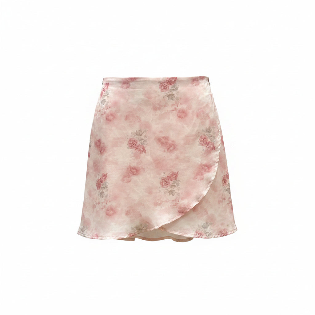 Falda Midi Floral Rosa