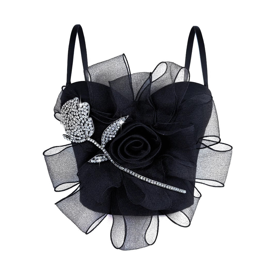 Top Bustier Strapless Floral Strass Retro Moldeador Mujer