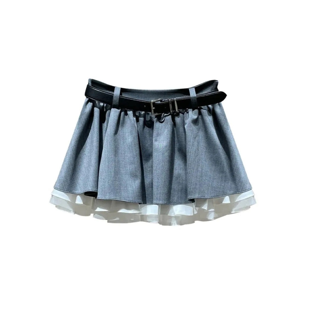 Falda colegiala con volante gris