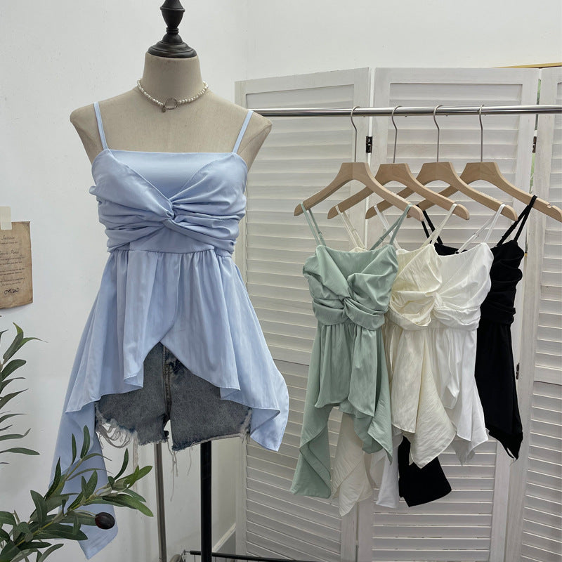 Blusa sin mangas ajustado y acabado en volante