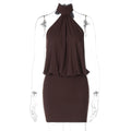 Sleeveless Strap Neckline Tie-Back Backless Bodycon Sheath Dress