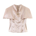 Satin standing collar cape waist cinched top