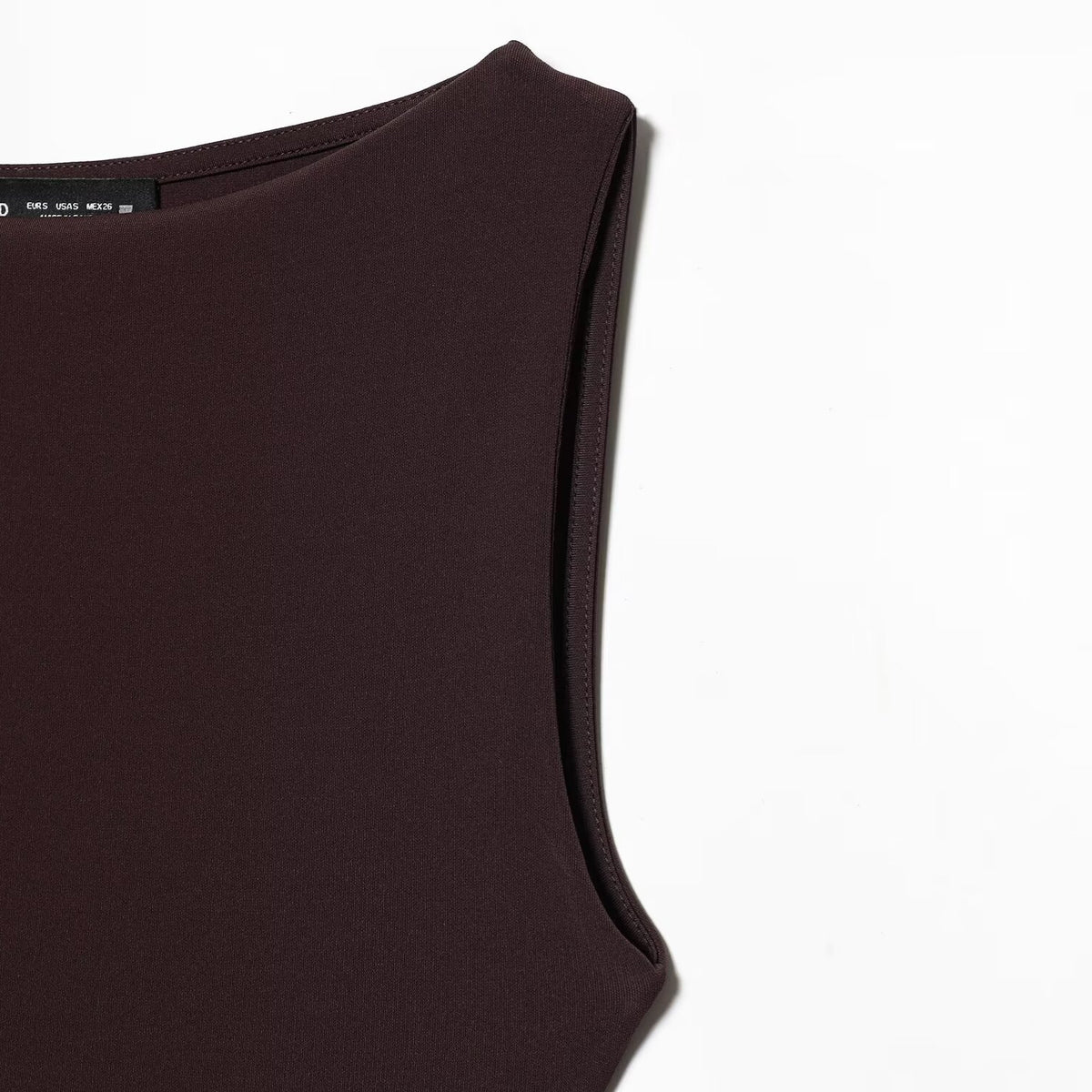 Vestido Largo Sin Mangas de Seda con Malla y Empalme Cuello Redondo Mujer