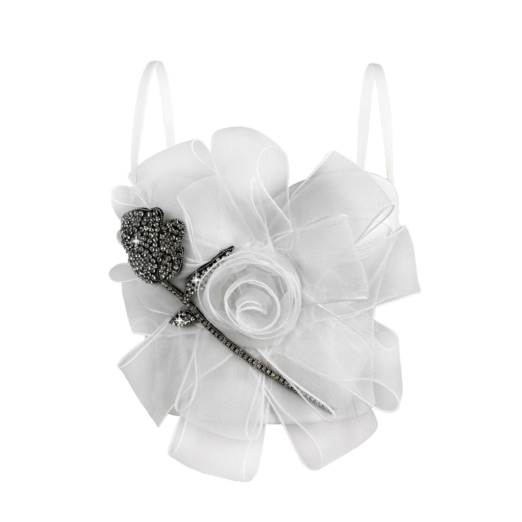 Top Bustier Strapless Floral Strass Retro Moldeador Mujer