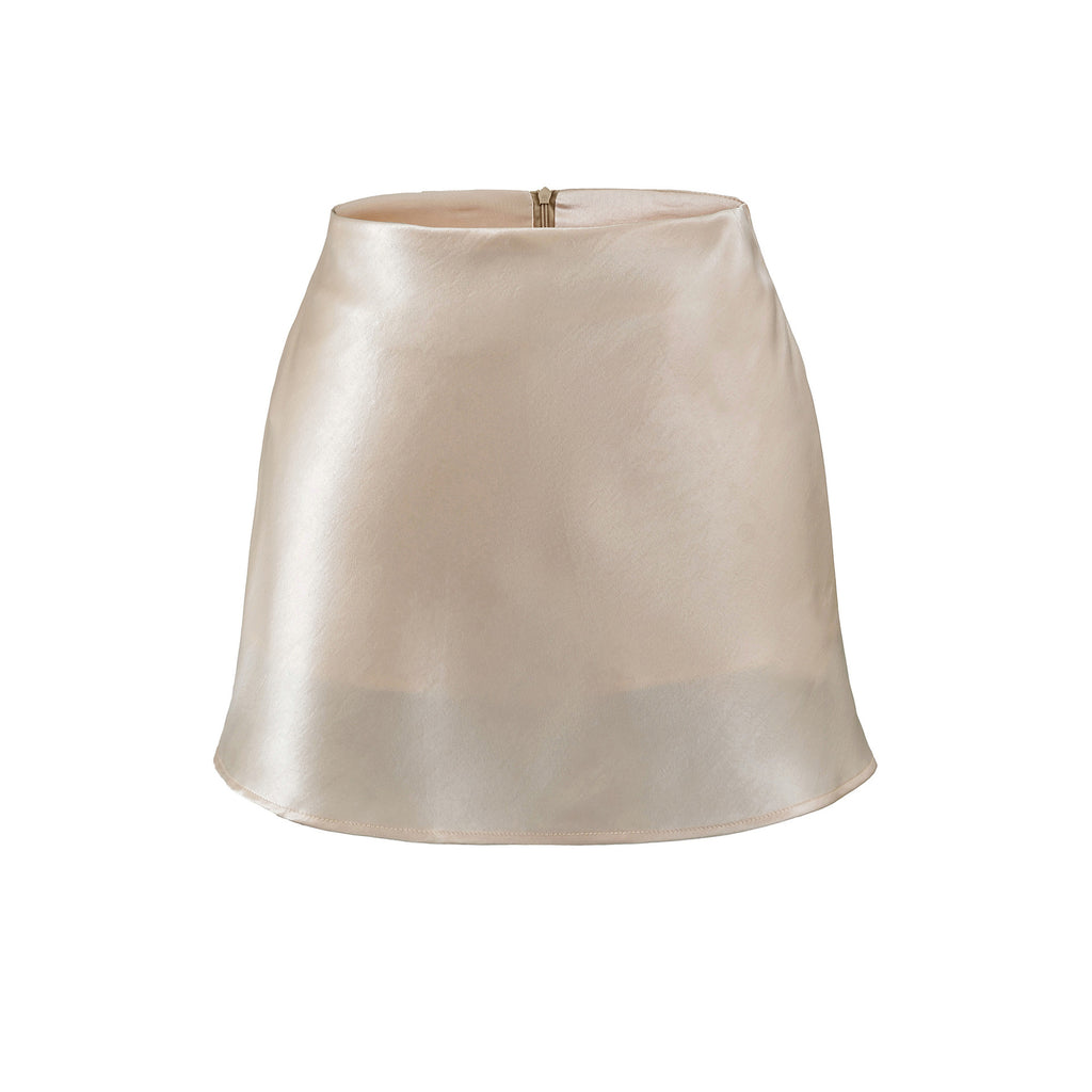 Silk Satin High-Waisted Asymmetrical A-Line Skirt for Women