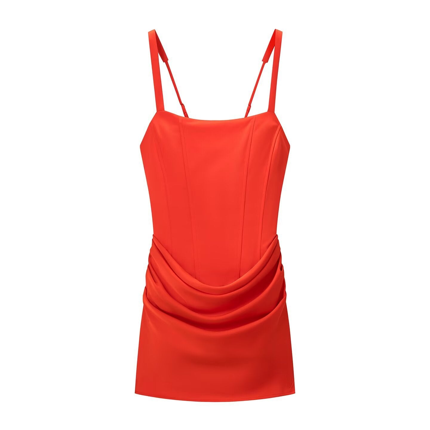 Vestido sin mangas ajustado con pliegues y falda corta