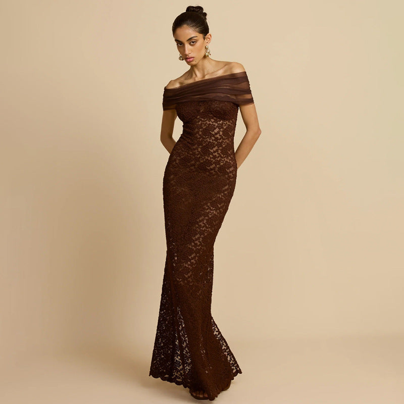 Fashion Sleeveless Lace Sheer Fitted Sexy Bodycon Dress