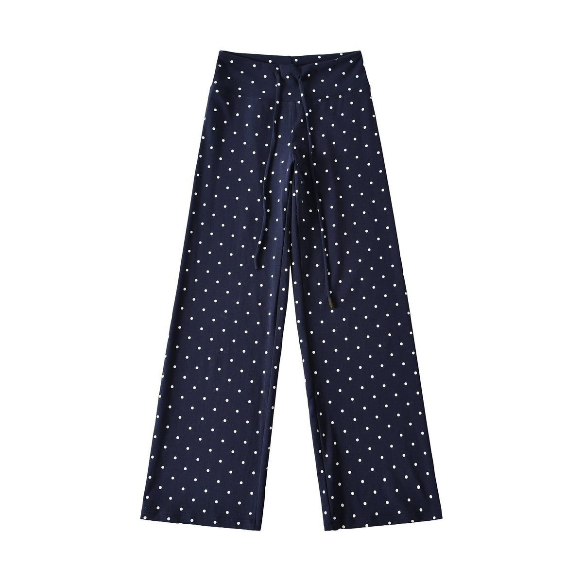 Pantalón Largo Recto Pierna Ancha Cintura Alta Lunares Street Fashion Casual Mujer