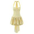 Vestido Corto Halter Transparente Efecto Espiga Silueta A-Line Lunares Mujer
