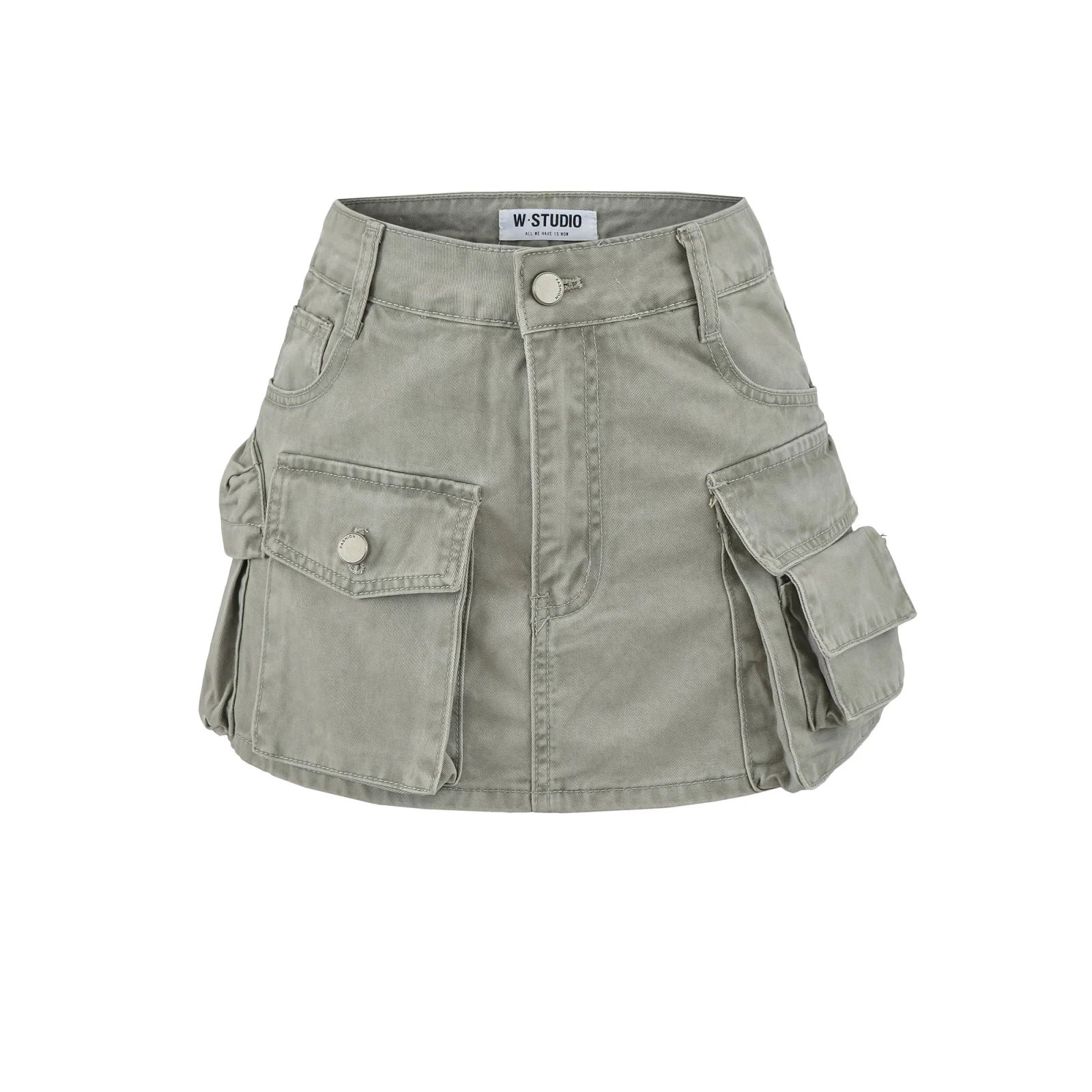 Washed Denim Cargo Skirt for Women, High-Quality A-Line Mini Skirt with Large Pockets, Mid-Low Waist