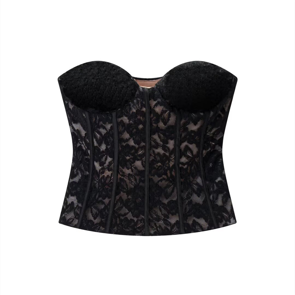 Top Corsé de encaje de terciopelo para mujer