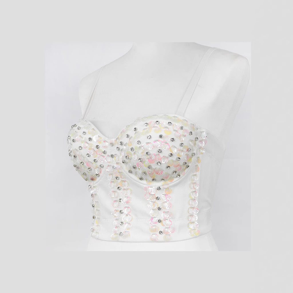 Top Bustier Strapless Strass Varillas Mujer Escenario