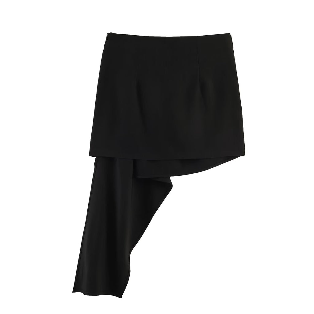 Spicy girl's minimalist and versatile asymmetrical short skirt