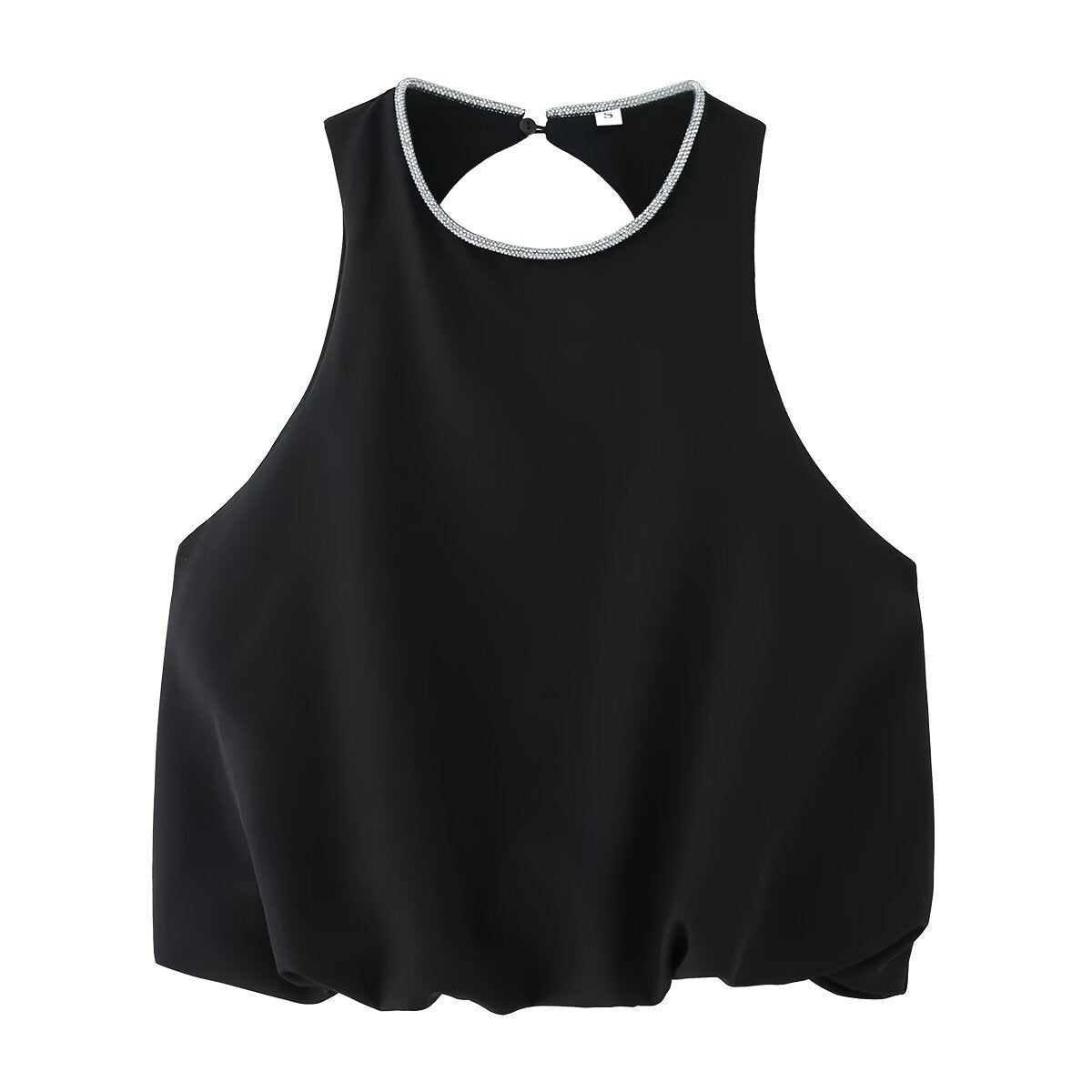Bead diamond decoration with a small bubble sleeveless top