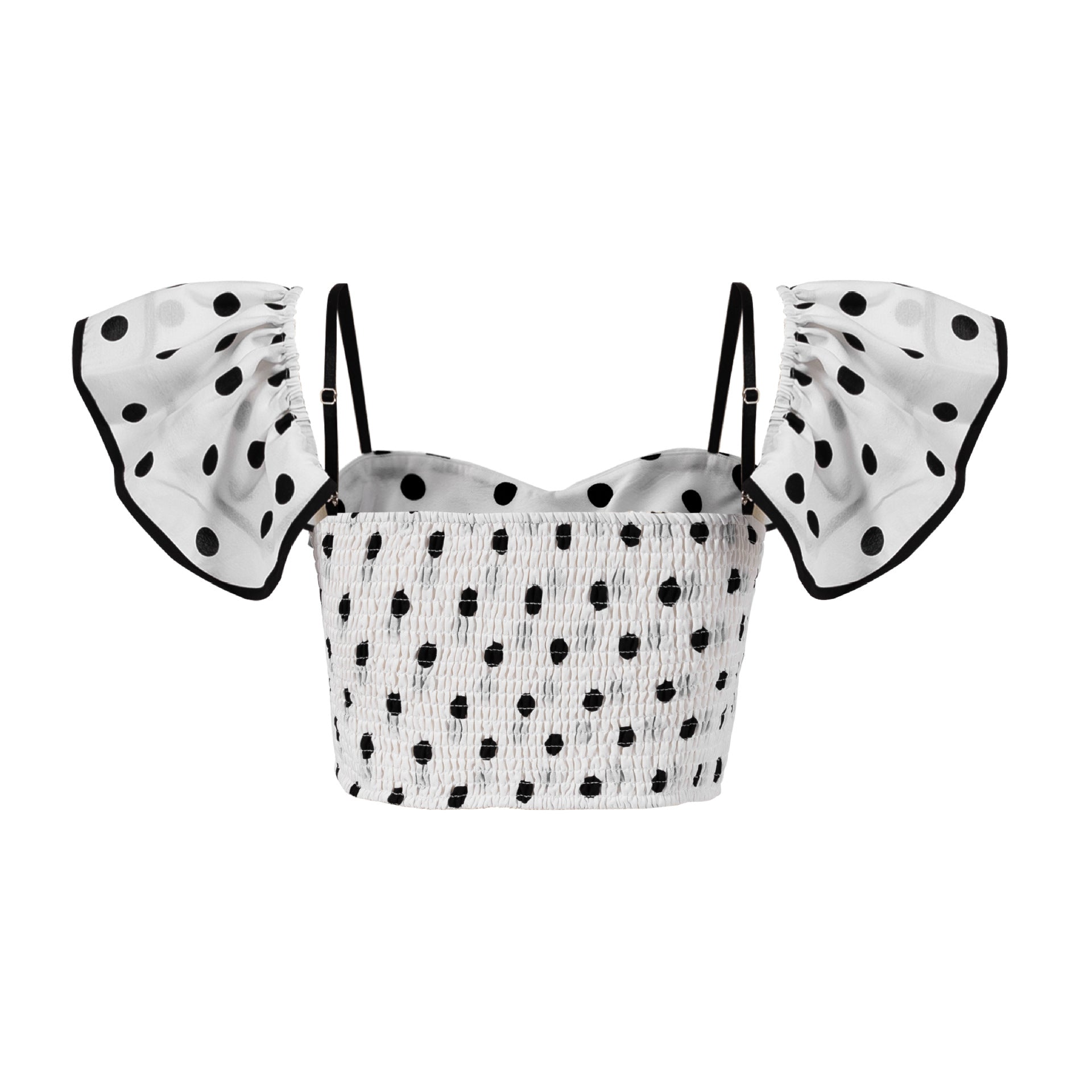 Black and white polka dot top shirt